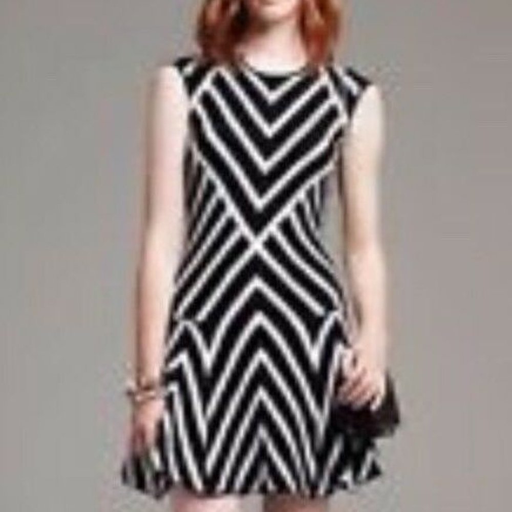NBW Banana Republic Black and White Chevron Dress